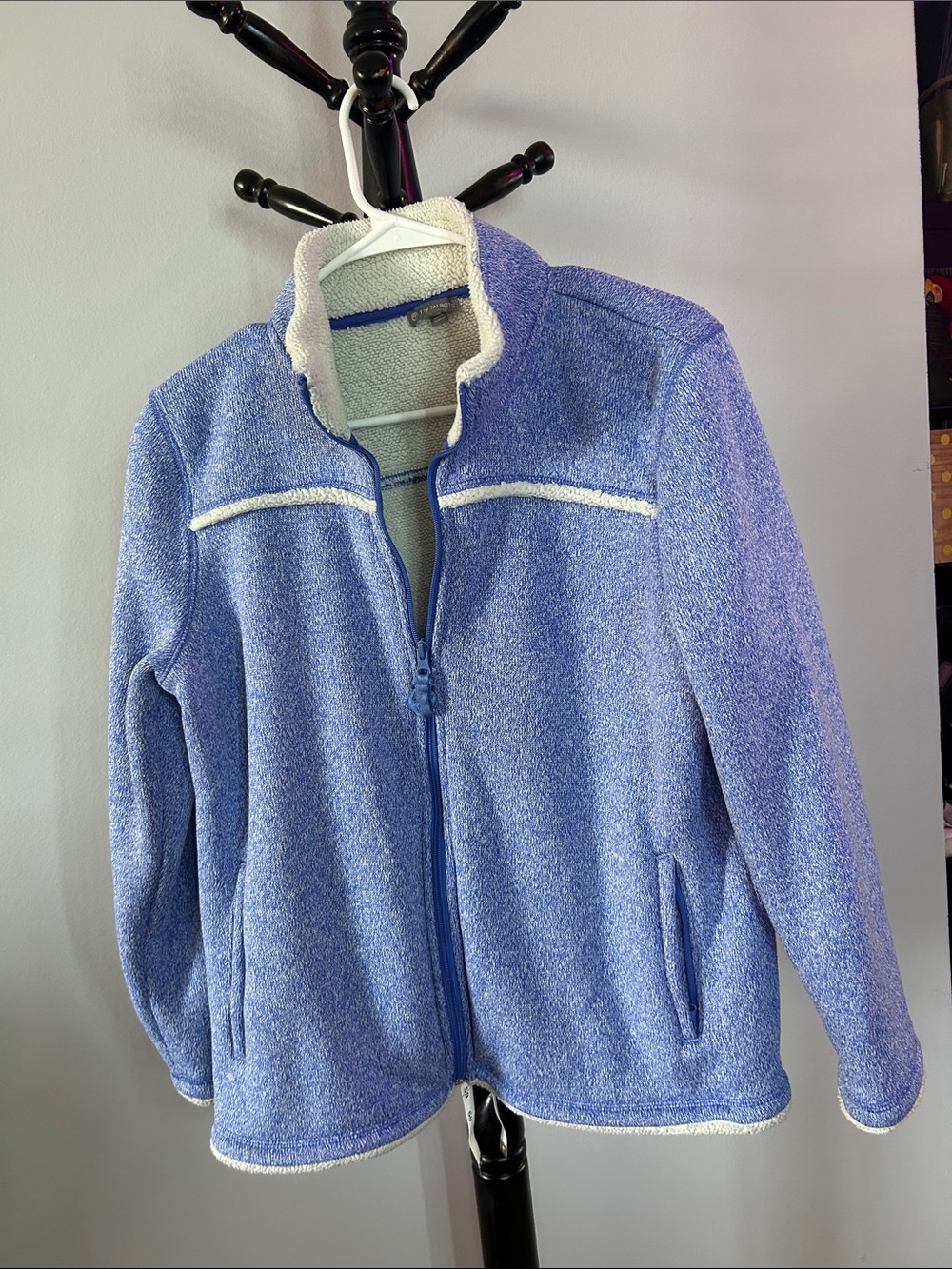 Talbots Light Blue Sherpa-Trim Full-Zip Kids Jacket